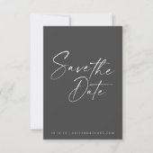 Minimalistische foto-overlay zwart-wit script  save the date (Voorkant)