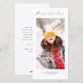 Minimalistische foto script Merry Christmas Feestdagenkaart (Voorkant / Achterkant)