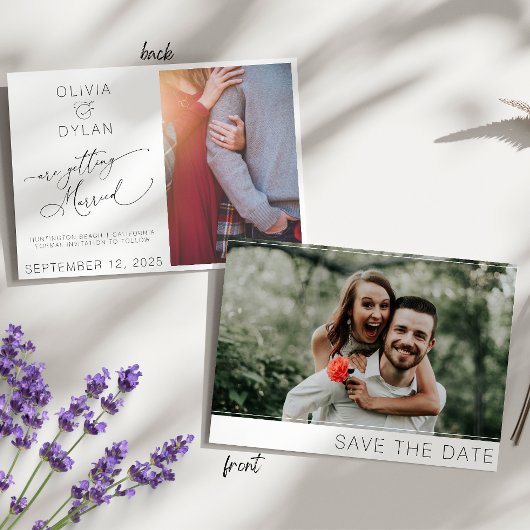 Minimalistische foto sjabloon script save the date