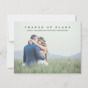 Minimalistische foto wijziging van plannen ansicht save the date