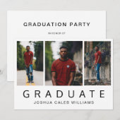 Minimalistische fotocollage Guy Graduparty Kaart (Voorkant / Achterkant)