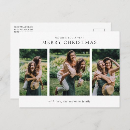 Minimalistische fotocollage moderne kerst feestdagenkaart (Voorkant / Achterkant)