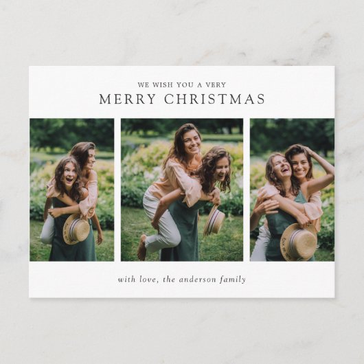 Minimalistische fotocollage moderne kerst feestdagenkaart (Voorkant)