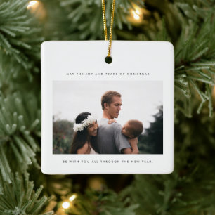 Minimalistische fotograaf en kerstvrede keramisch ornament