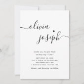 Minimalistische fotohuwelijks Script + QR-code det Kaart (Voorkant)