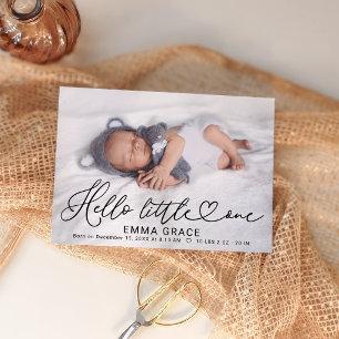 Minimalistische fotokaart met mooie script baby aa feestdagenkaart