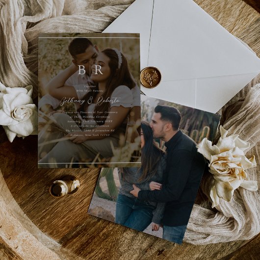 Minimalistische fotomonogram trouwkaart kaart