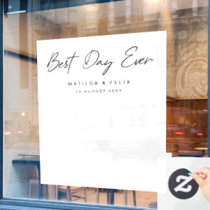 Minimalistische foto's op eenvoudige bruiloft op e raamsticker