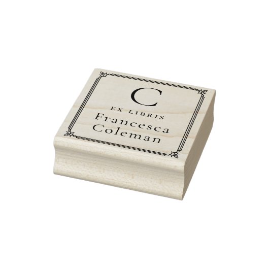 Minimalistische Frame Moderne Monogram Ex Libris B Rubberstempel (Stempel)