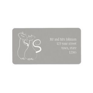 Minimalistische FreeHand Pair Cats adreslabel Etiket