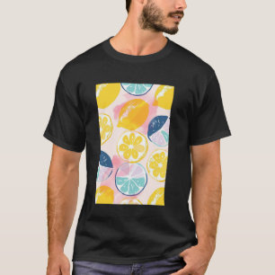 Minimalistische Fruit Pattern Art Lemon Waterverf T-shirt