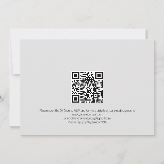 Minimalistische Gay LGBGQ QR Code Grijs Bruiloft Kaart (Achterkant)