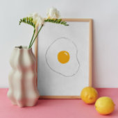 Minimalistische gebakken ei muur kunst. keuken gra poster