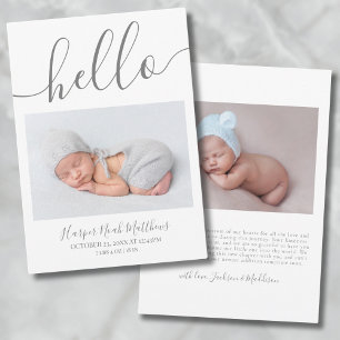 Minimalistische Geboorte Foto Baby Aankondiging