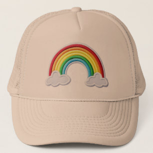 Minimalistische Geborduurde Regenboog Dromen Truck Trucker Pet