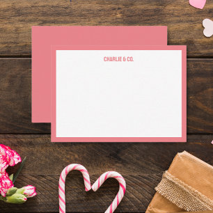 Minimalistische gedempte roze enkele rand, persona notitiekaartje