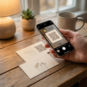 Minimalistische gedempte tonen QR-code wildlowers  Informatiekaartje