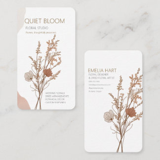 Minimalistische gedroogde wilde bloem bloemist ver visitekaartje