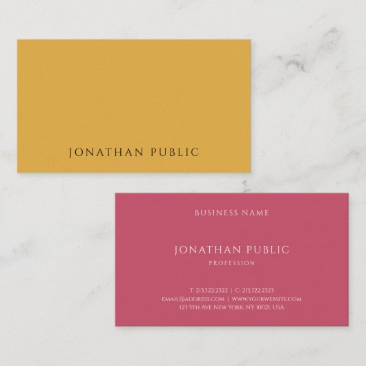 Minimalistische Geel Bruin Rood Moderne Eenvoudige Visitekaartje (Voorkant / Achterkant)