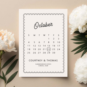 Minimalistische gegolfde rand Kalender Save the Da Kaart