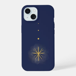 Minimalistische Gele Dropping Star Blauwe Telefoon iPhone 15 Hoesje