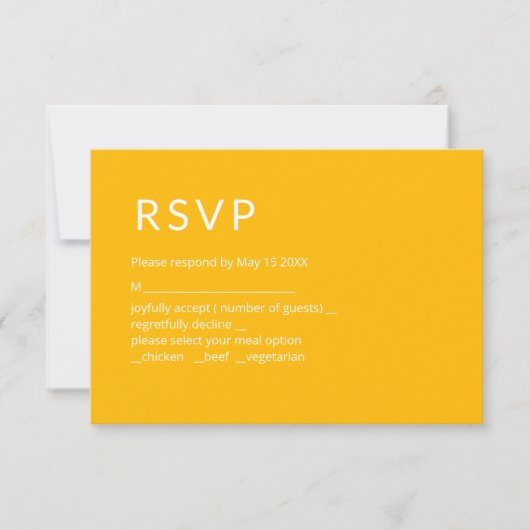 Minimalistische Gele RSVP-kaart RSVP Kaartje (Voorkant)