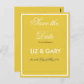Minimalistische gele 'Save the Date'-ansichtkaart Briefkaart (Voorkant / Achterkant)