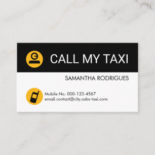 Minimalistische Gele Taxi Chauffeur Visitekaartje