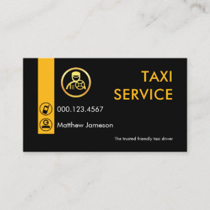 Minimalistische gele taxi rijtab visitekaartje
