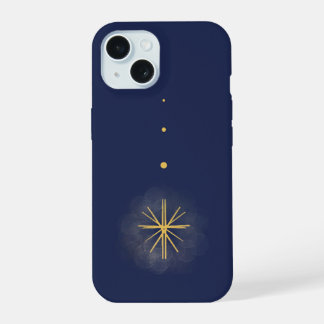 Minimalistische Gele Vallende Ster Blauwe Hoes voo iPhone 15 Hoesje