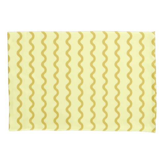 Minimalistische gele Wavy Stripe Modern Beddengoed Kussensloop (Voorkant)