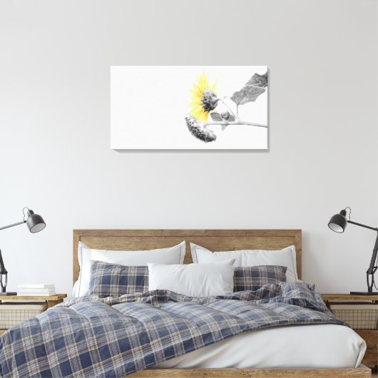 Minimalistische Gele Zonnebloem Selectieve Kleur Canvas Afdruk (Insitu (Slaapkamer))