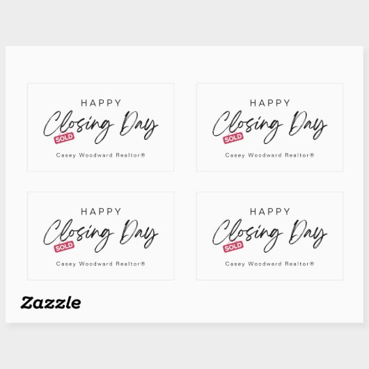 Minimalistische gelukkige sluitingsdag van makelaa rechthoekige sticker (Vel)