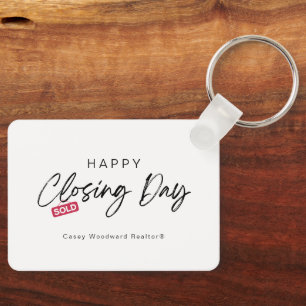 Minimalistische gelukkige sluitingsdag van makelaa sleutelhanger