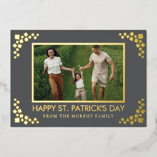 Minimalistische geluksbrengende klaver St. Patrick Folie Feestdagenkaart