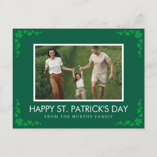 Minimalistische geluksbrengende klavertje St. Patr Feestdagenkaart