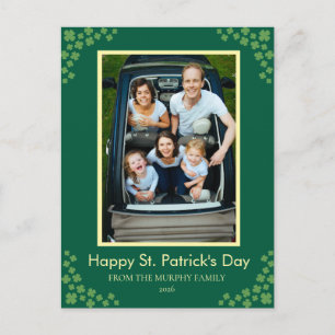 Minimalistische geluksbrengende klavertje St. Patr Feestdagenkaart