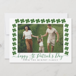 Minimalistische geluksbrengende klavertje St. Patr Feestdagenkaart