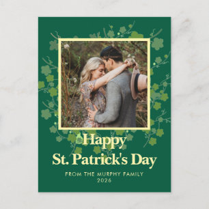 Minimalistische geluksbrengende klavertje St. Patr Feestdagenkaart