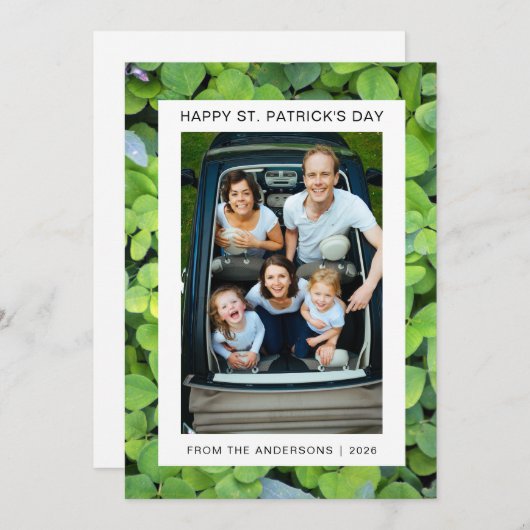Minimalistische geluksshamrock St. Patrick's Day F Feestdagenkaart (Voorkant / Achterkant)