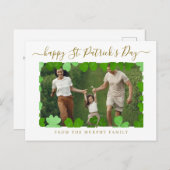 Minimalistische geluksshamrock St. Patrick's Day F Feestdagenkaart (Voorkant / Achterkant)