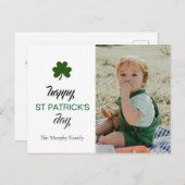 Minimalistische geluksshamrock St. Patrick's Day F Feestdagenkaart (Voorkant / Achterkant)