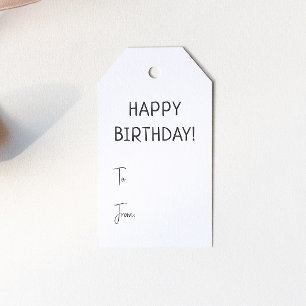 Minimalistische genderneutrale gelukkige verjaarda cadeaulabel