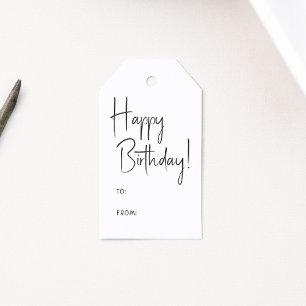 Minimalistische genderneutrale gelukkige verjaarda cadeaulabel