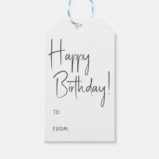 Minimalistische genderneutrale gelukkige verjaarda cadeaulabel (Voorkant)