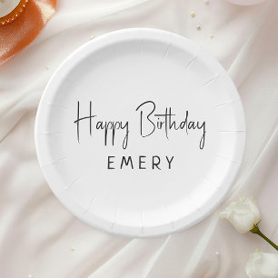 Minimalistische genderneutrale gelukkige verjaarda papieren bordje