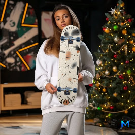 Minimalistische geometrie met beige en zwart skateboard