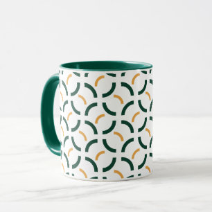 Minimalistische geometrische bosgroene en mosterdg mok