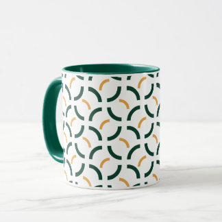 Minimalistische geometrische bosgroene en mosterdg mok
