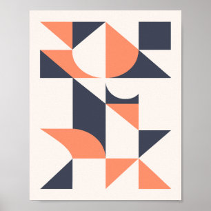 Minimalistische geometrische driehoeken en gebogen poster